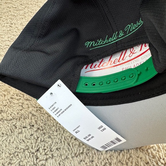 Boston Celtics Hat Mitchell & Ness Pro Crown Snapback Green Black Team Logo Cap - Picture 7 of 8